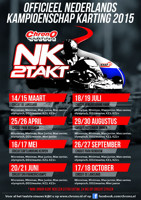 Kalender Officieel Nederlands Kampioenschap 2-takt Karting 2015<br />